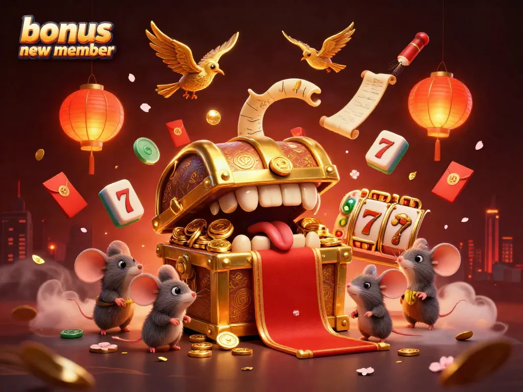 Engage with the exciting bonus new member slots for enhanced winnings in a lively casino-themed scene.