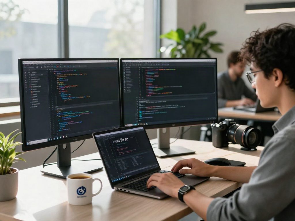 Explore the productivity of Iron tv pro in a modern tech workspace with developers collaborating on innovative solutions.