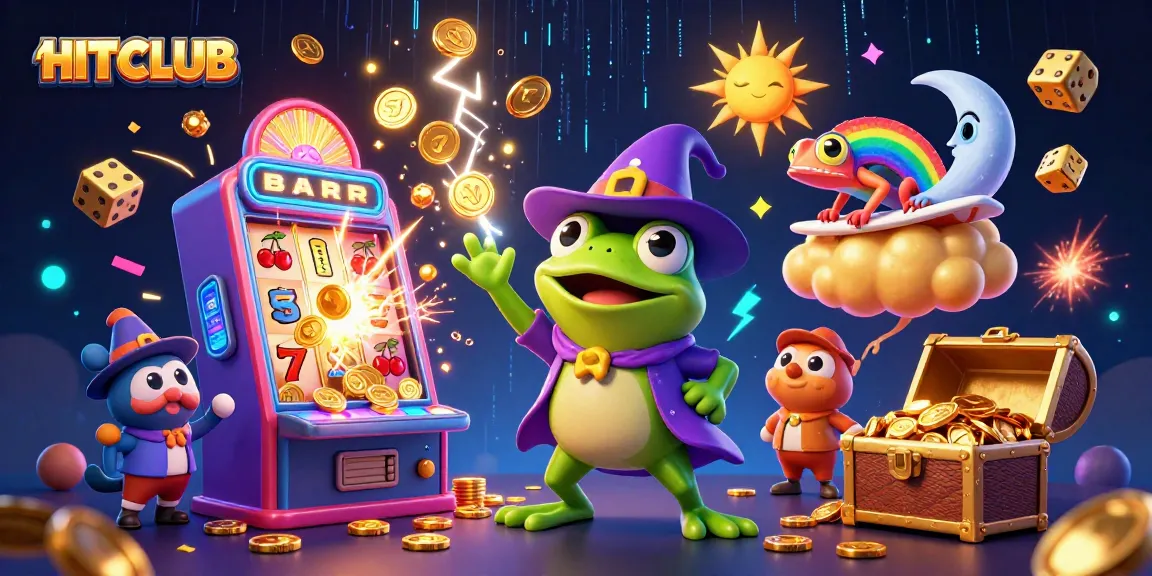 Experience winnings at HITCLUB with a vibrant storm of coins and casino elements.