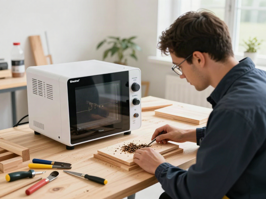Traitement de bois avec Shashel® dans un atelier moderne, utilisant des méthodes écologiques.